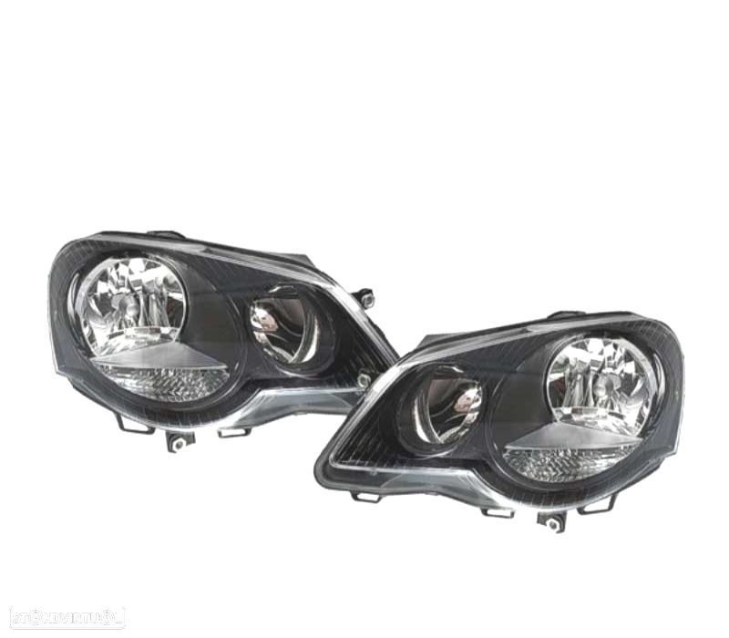 FARÓIS FRONTAIS PARA VOLKSWAGEN VW POLO 9N3,05-09 FUNDO PRETO - 3