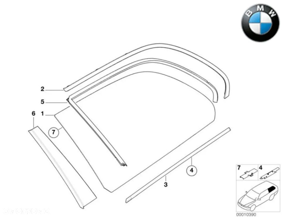 Bmw 5 E39 kombi Listwa szyby lewy tył lewej karoseryjnej NOWA OEM 51368189295 - 4
