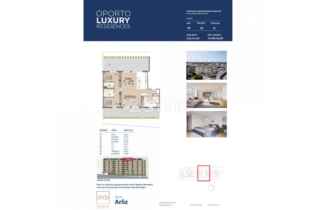 Novo empreendimento Oporto Luxury Residences - Apartamento T2 DC - Grande imagem: 2/15