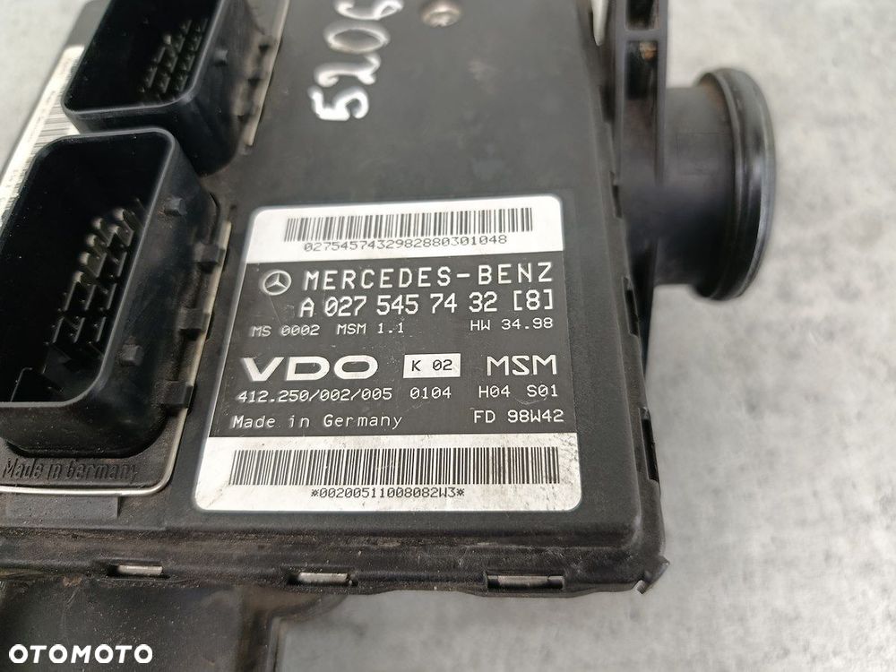 KOMPUTER, STEROWNIK MERCEDES-BENZ KLASA A W168 A0275457432  A1661402400 1.4 - 8