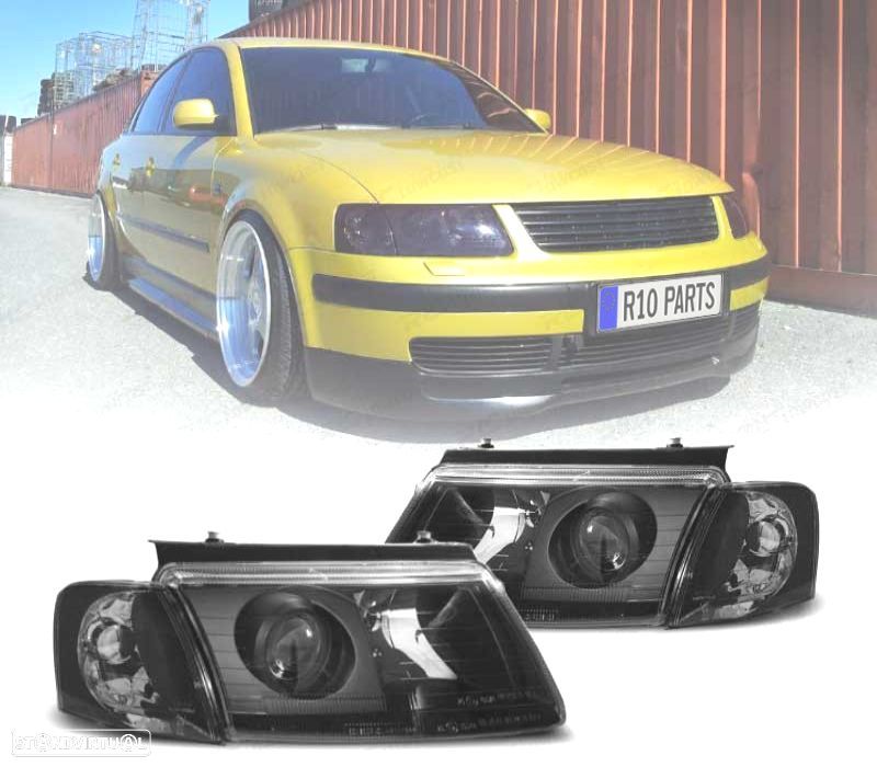 FARÓIS COM PROJETOR VOLKSWAGEN VW PASSAT 3B 96-00 FUNDO PRETO - 1