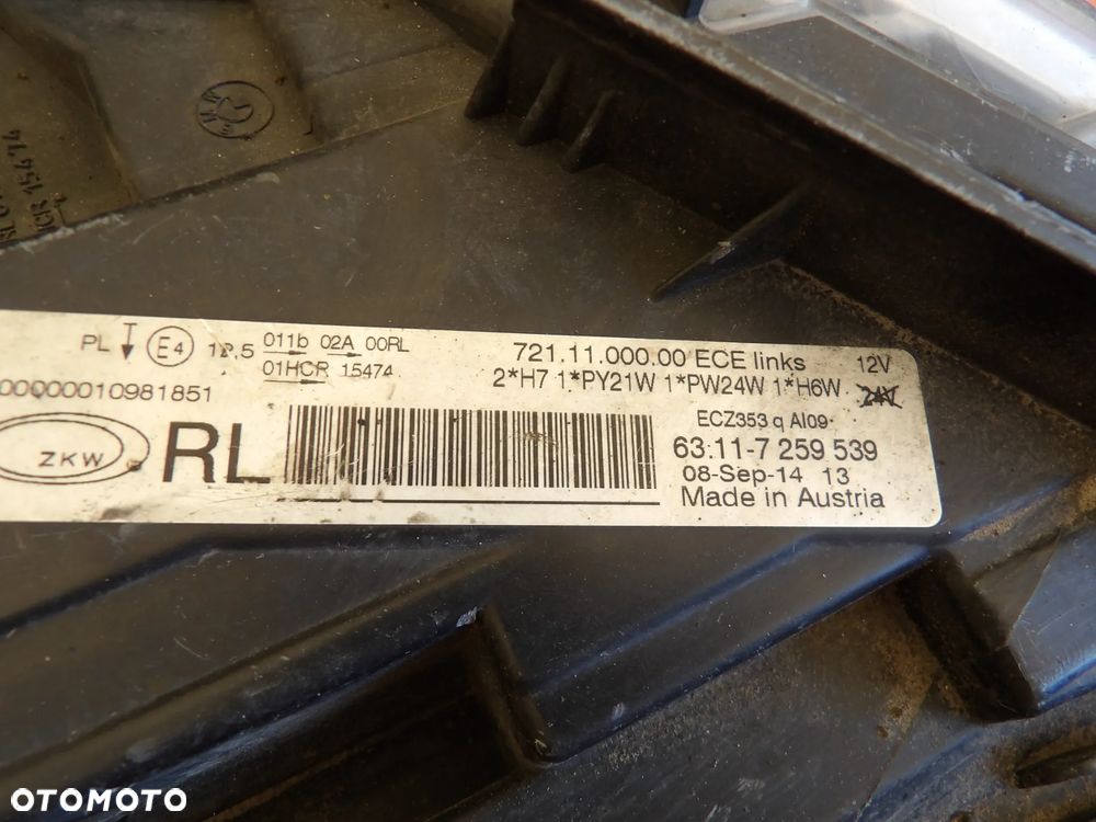 BMW - F30 - H7 - SŁABE SZKŁO - LEWA LAMPA PRZEDNIA - UK - 7259539 - 9
