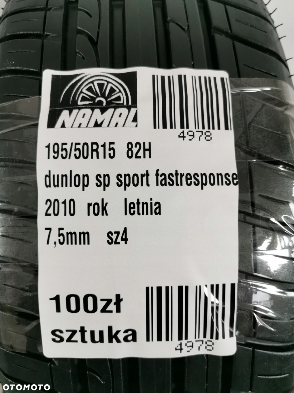 1x dunlop sp sport fastresponse 195/50r15 opona letnia 7,5mm 4978 - 8