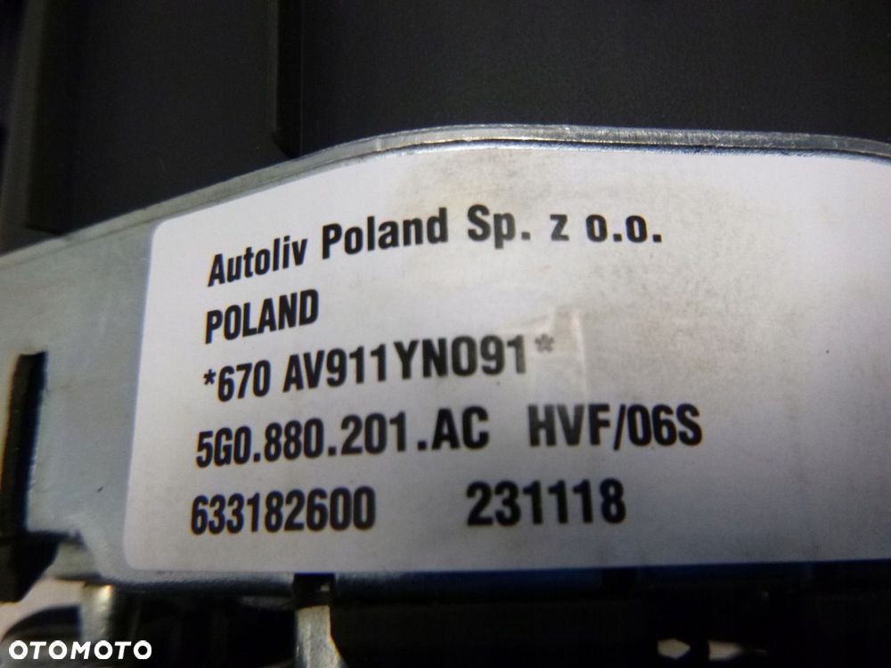 VW VOLKSWAGEN GOLF VII ARTEON PASSAT B8 CRAFTER 17- PODUSZKA AIRBAG KIEROWCY ORYGINAŁ - 12