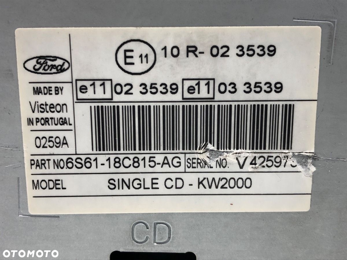 RADIO - 130.00 PLN - FORD FOCUS C-MAX (DM2) 2003 - 2007 2.0 TDCi 100 kW [136 KM] olej napędowy 2003 - 6