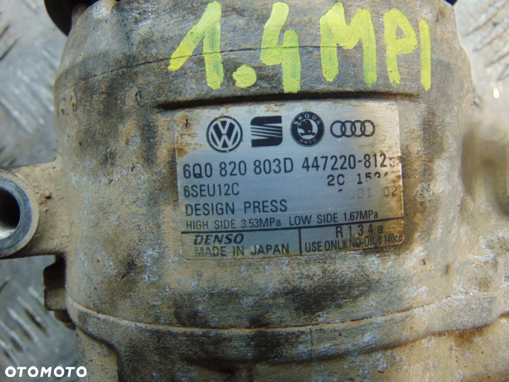 Sprężarka klimatyzacji Skoda Fabia 1,4 mpi 6q0820803D - 2