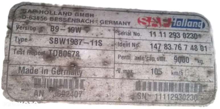Oś osie SAF do naczepy B9-19W SBW1937-11S - 7