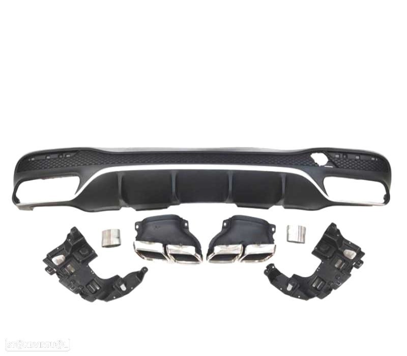 DIFUSOR TRASEIRO MERCEDES GLE W166 15-19 LOOK AMG GLE63 + PONTEIRAS DE ESCAPE - 4