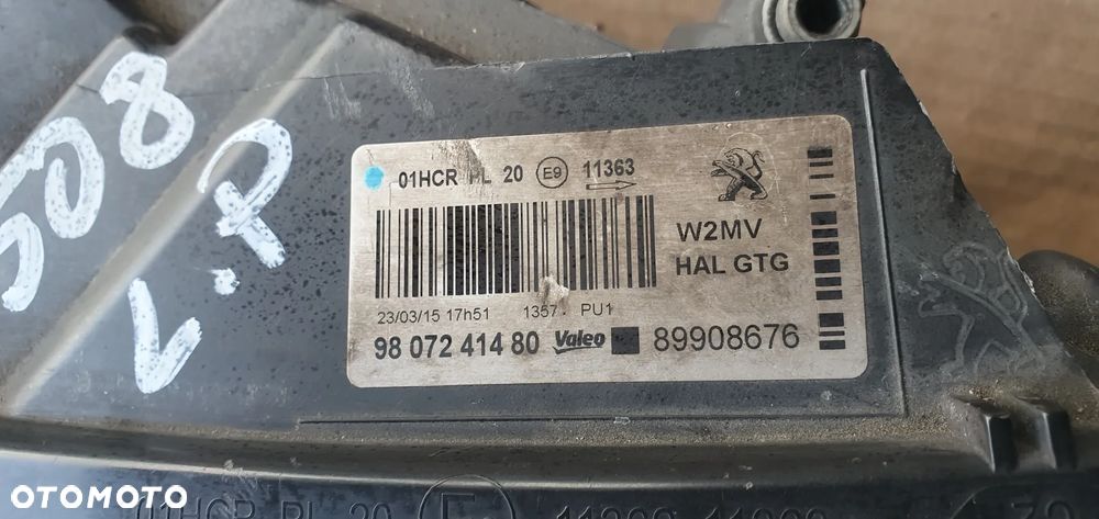 Lampa lewy przód przednia lewa Peugeot 508 I Lift UK 9807241480 - 10