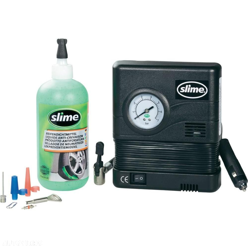 Kit Anti-Pana Slime Smart Repair 473ml + Compresor aer 12V pentru anvelope fara camera lichid reparatie pana instant - 3