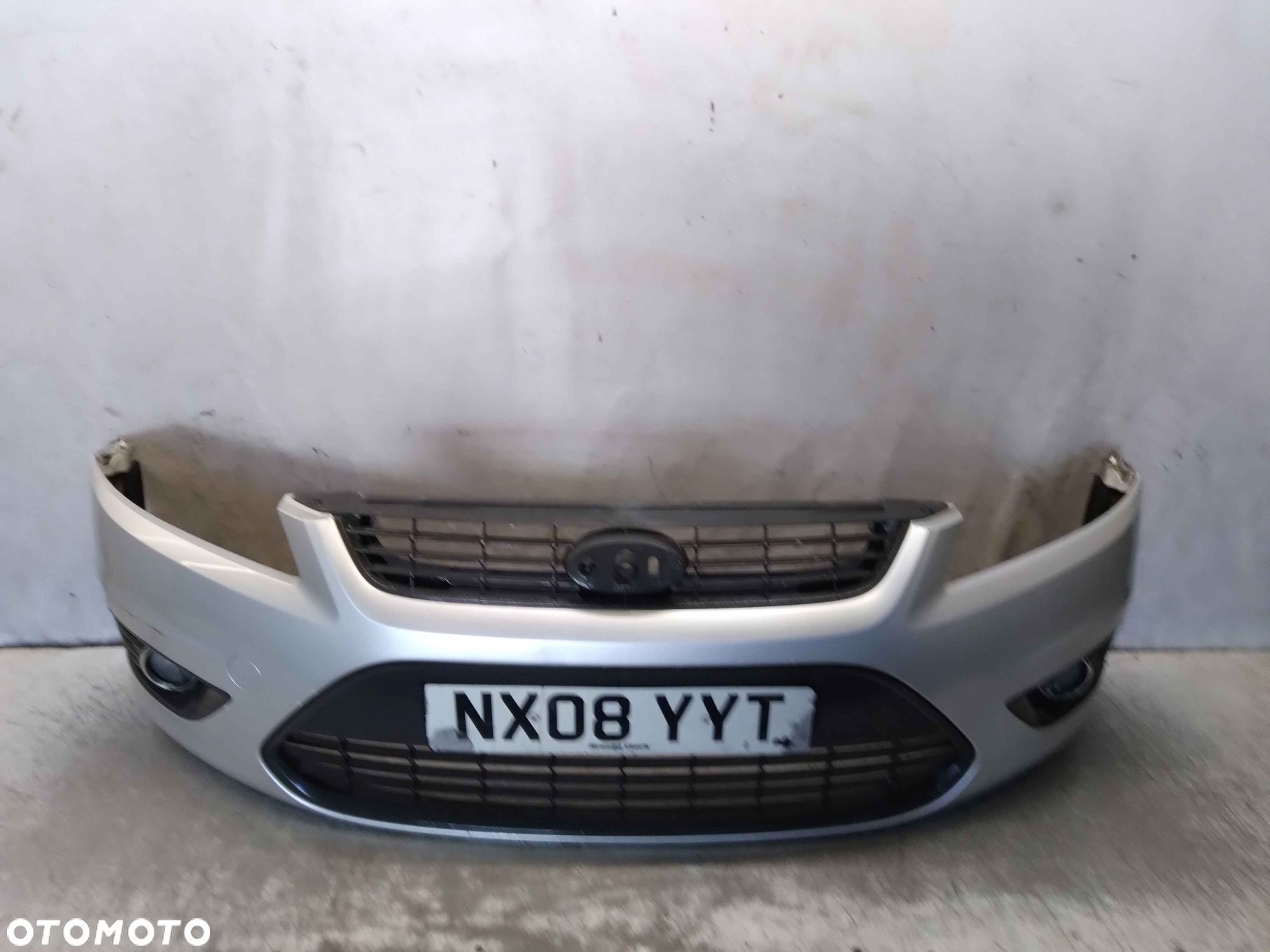 ^ ZDERZAK PRZÓD PRZEDNI FORD FOCUS MK.2 II 2 LIFT FL 03 SREBRNY HALOGENY - 1