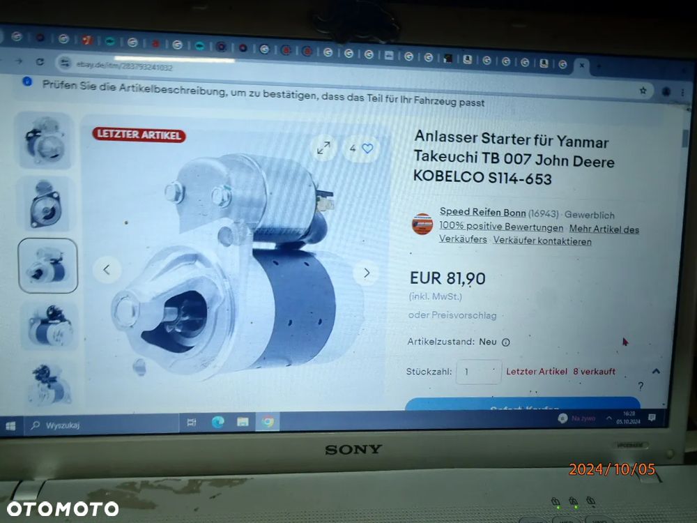 ROZRUSZNIK koparka ciagnik traktor agregat prądotwórczy new holland YANMAR Yanmar 3TN63  3TN66 3TNE66 JOHN DEERE Gator takeuchi wai 18055N ROZRUSZNIK AGREGAT GENERATOR DIESEL EV80-151000 EV80 2V80 Kipor i Kama  Reisa KDE12000, KM2V86, KM2V78, KD2V86, KD2V78  Aksa APD12E, A2CRX08 jak nowy - 20