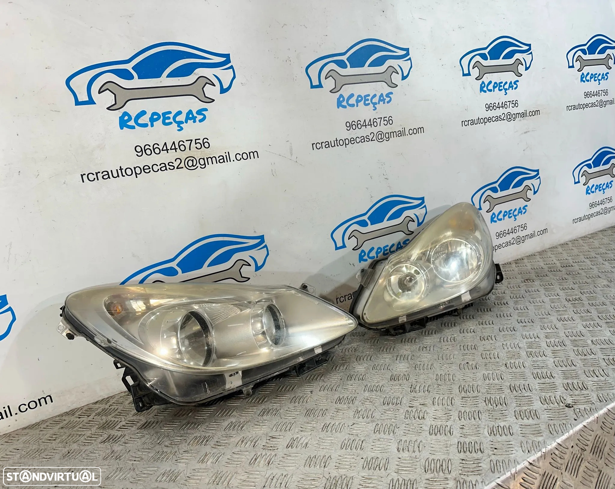 .Conjunto Oticas Farois Frontal Frente Esquerda Direita Halogenio Original GM Opel Corsa D 13186384 13186383 2006 - 2014 - 4