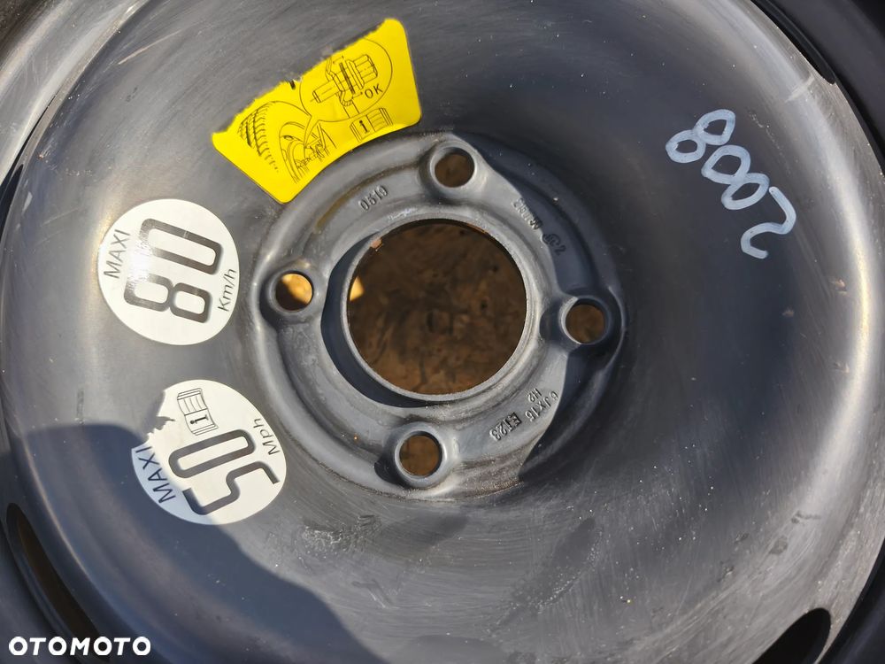KOŁO DOJAZDOWE ZAPASOWE 185/65R15 15 CALI 4X108 PEUGEOT 208 2008 CITROEN - 3