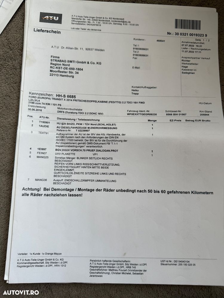 Ford Transit Tranzit Dokka Camioneta 7 locuri bena carosata 2017 impecabila fără probleme fără rugina Istoric Service complet Carvertical scos anvelope noi Navi AC - 35