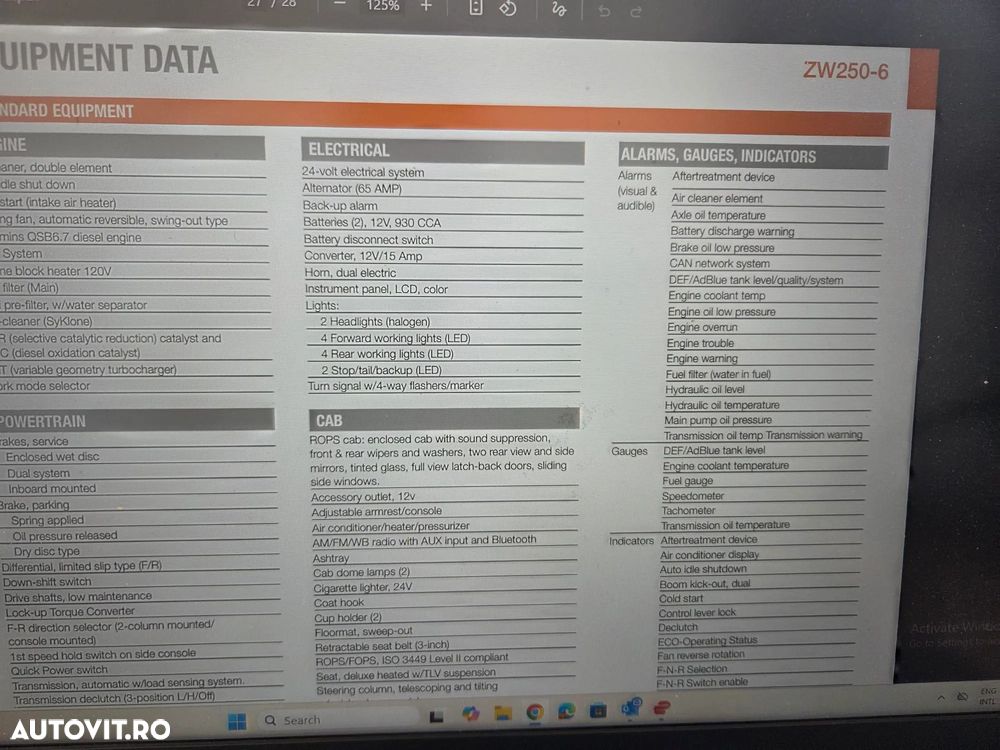 Hitachi ZW250-6, 2018, cupa 4mc, produsa in JAPONIA, masa operationala 22,7tone, anv 23,5R25 80% ok, Consum mediu 10l/ora, camera mers masalier, STARE FOARTE BUJNA-posibilitate leasing 2 ani-PROMOTIE 66.900 EUR+Tva - 31