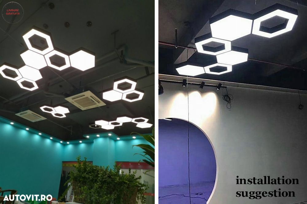 Candelabru Sistem de Iluminare Plafon Hexagon HoneyComb 6500K Diametru 60cm- livrare gratuita - 8
