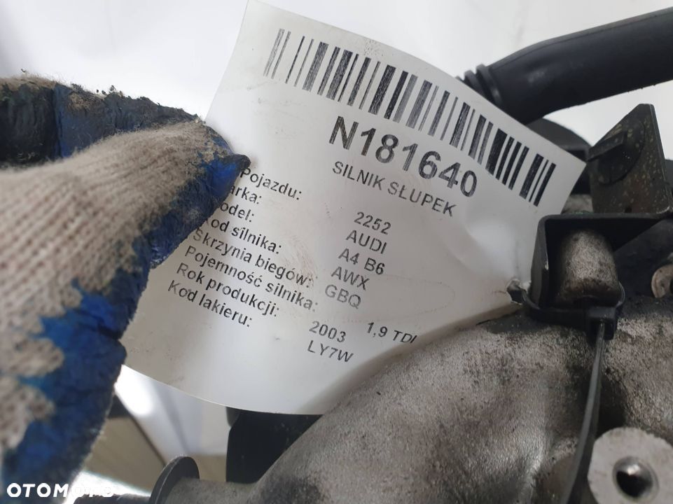SILNIK SŁUPEK AUDI A4 B6 AWX 1.9 TDI 130 - 2