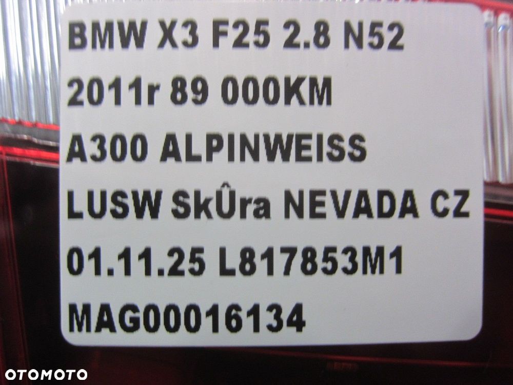 BMW X3 F25 LAMPA TYLNA W KLAPE LEWA LEWY TYŁ LOW 7217309 63217217309 - 9
