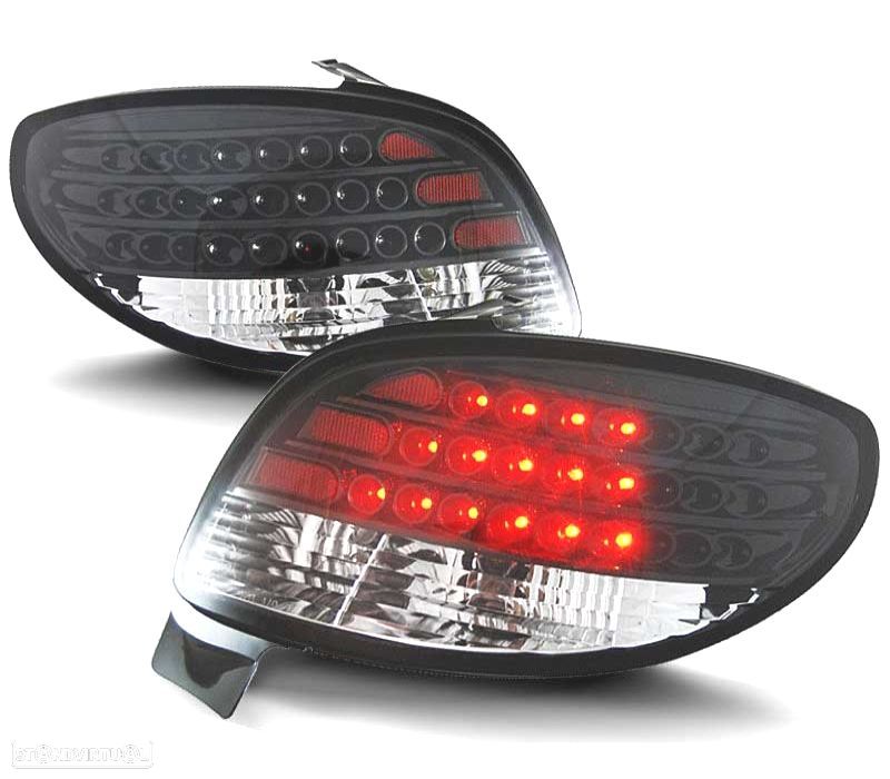FAROLINS TRASEIROS LED PEUGEOT 206 98-09 PRETO - 1