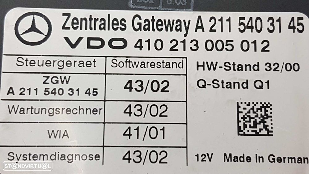 MÓDULO ELETRÓNICO MERCEDES CLASE E (W211) BERLINA E 240 (211.061) - 5
