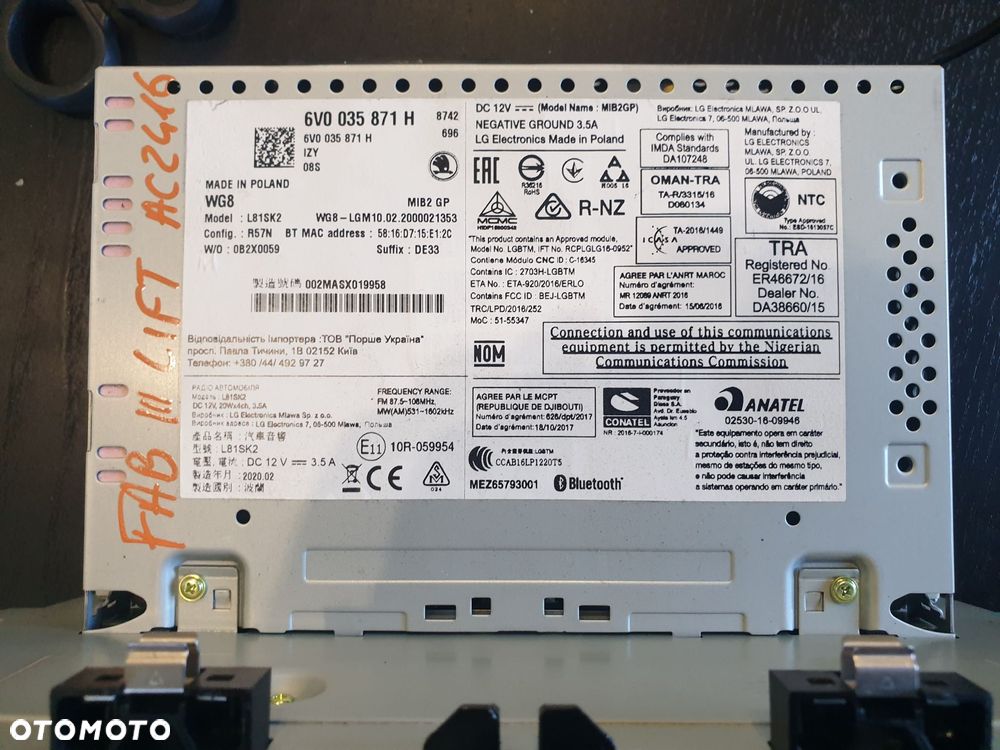 RADIO FABRYCZNE CD FABIA III NJ5 LIFT 6V0035871H SKODA 2018-2021 - 3