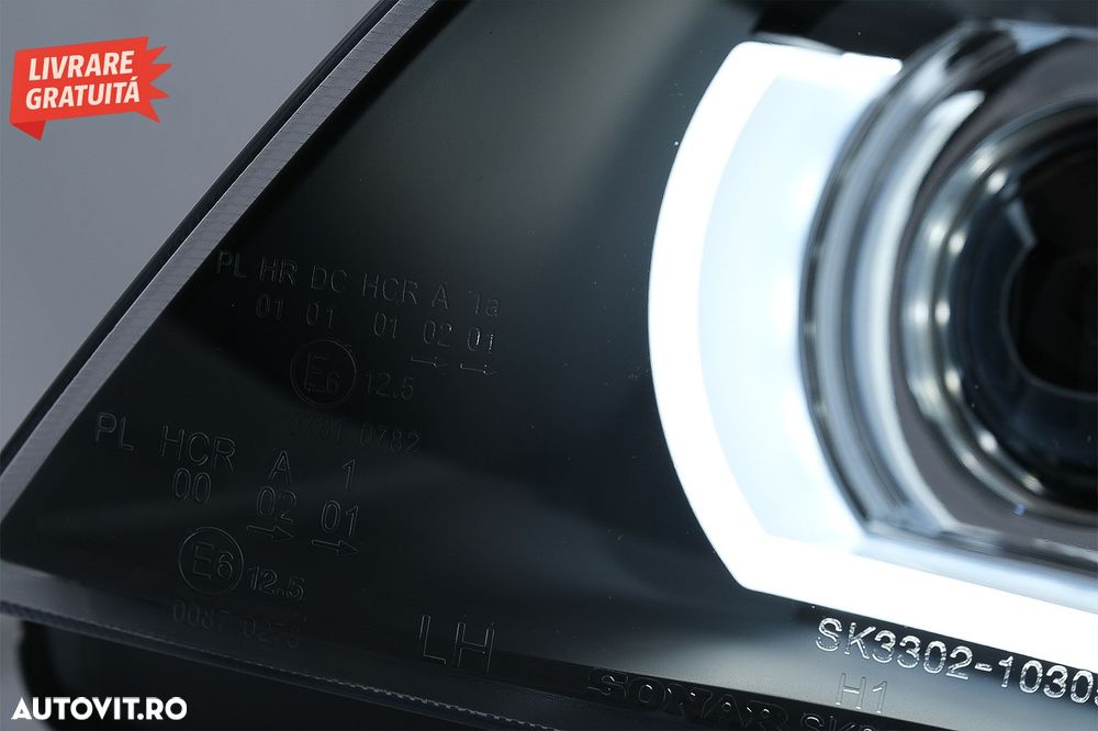 Faruri Xenon 3D Angel Eyes LED DRL BMW Seria 3 E90 E91 (2008-2011) Negru- livrare gratuita - 7