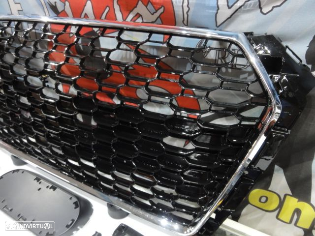 Grelha frontal AUDI A4/S4 B9 15-19 RS4 look  cromado e preto brilhante com suporte para símbolo - 20