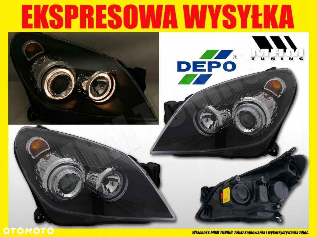 Reflektor Lampa kpl Tuning Black Czarne Depo Opel Astra III 3 H 2003-2012 - 3
