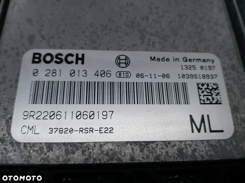 KOMPUTER, STEROWNIK HONDA CIVIC VIII 37820-RSR-E22  0281013406 2.2 i-CTDI - 2