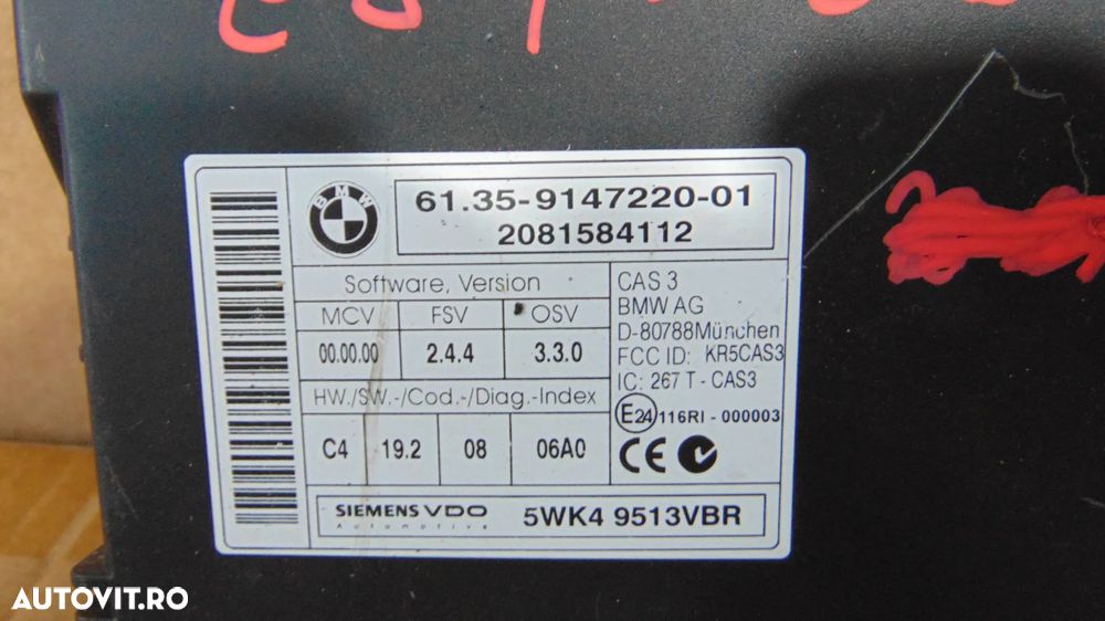 Calculator comfort BMW Seria 1 E 87,E90,E91 an 2008 cod 5WK49513VBR - 2