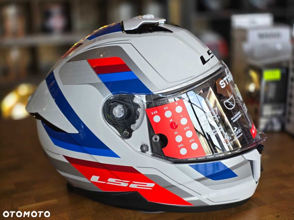 Kask motocyklowy ls2 stream II kolor niebieski bialy czerwony vintage - 1