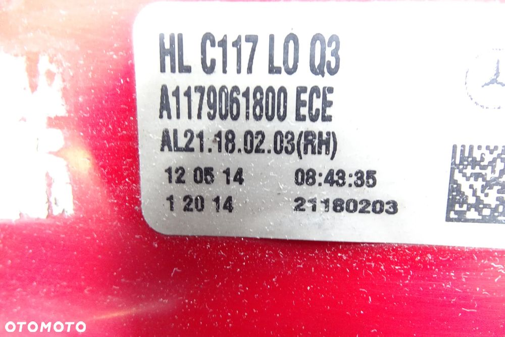 MERCEDES CLA W117 Lampa Prawy Tył Prawa Tylna 1179061800 - 6
