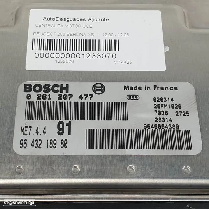 CENTRALINA MOTOR UCE PEUGEOT 206 SEDAN 2003 -0261207477 - 3
