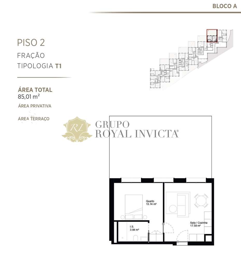Apartamento T1 com garagem e terraço em Paranhos - Grande imagem: 3/9