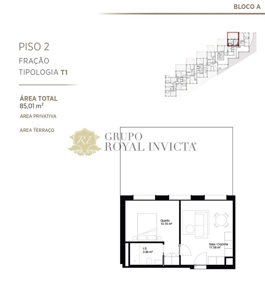 Apartamento T1 com garagem e terraço em Paranhos - Grande imagem: 3/9