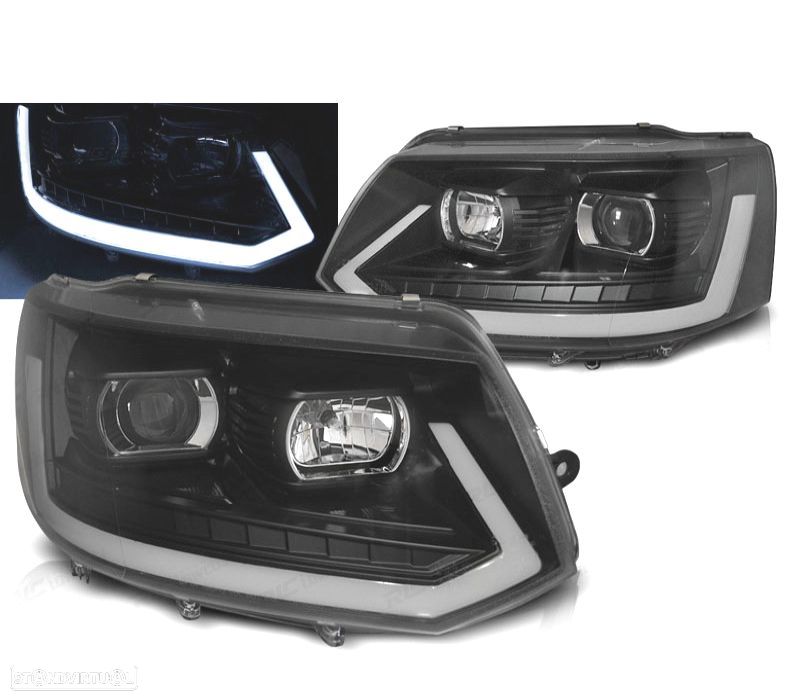 CONJUNTO DE FARÓIS VW T5 10-15 TUBE LIGHT COM INDICADOR DINÂMICO PRETO - 1