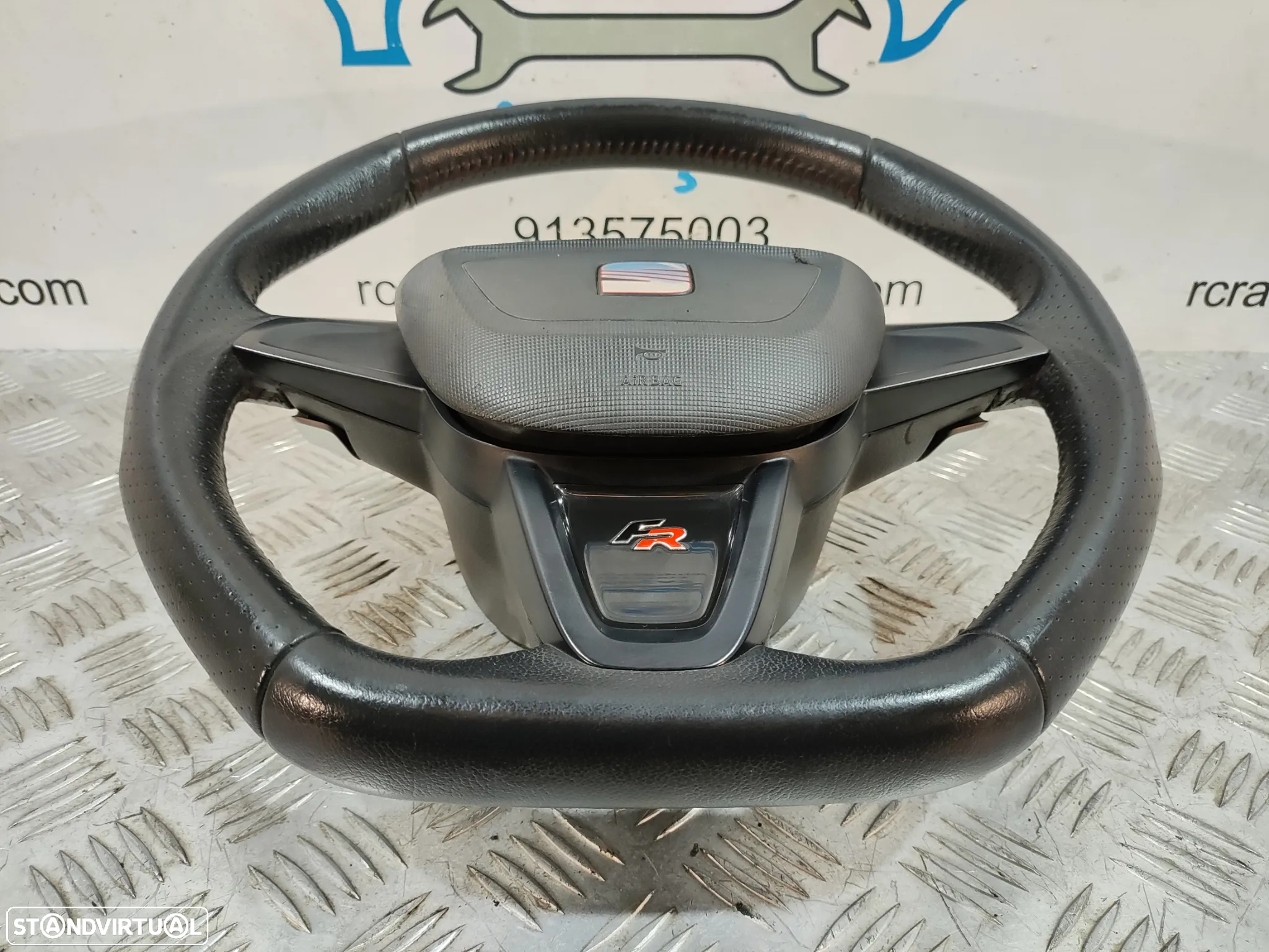 VOLANTE GUIADOR COMPLETO FLAT BOTTOM SEAT IBIZA IV 4 MK4 6J FR 6J0419091 PELE PERFURADA PATILHAS AIRBAG - 3