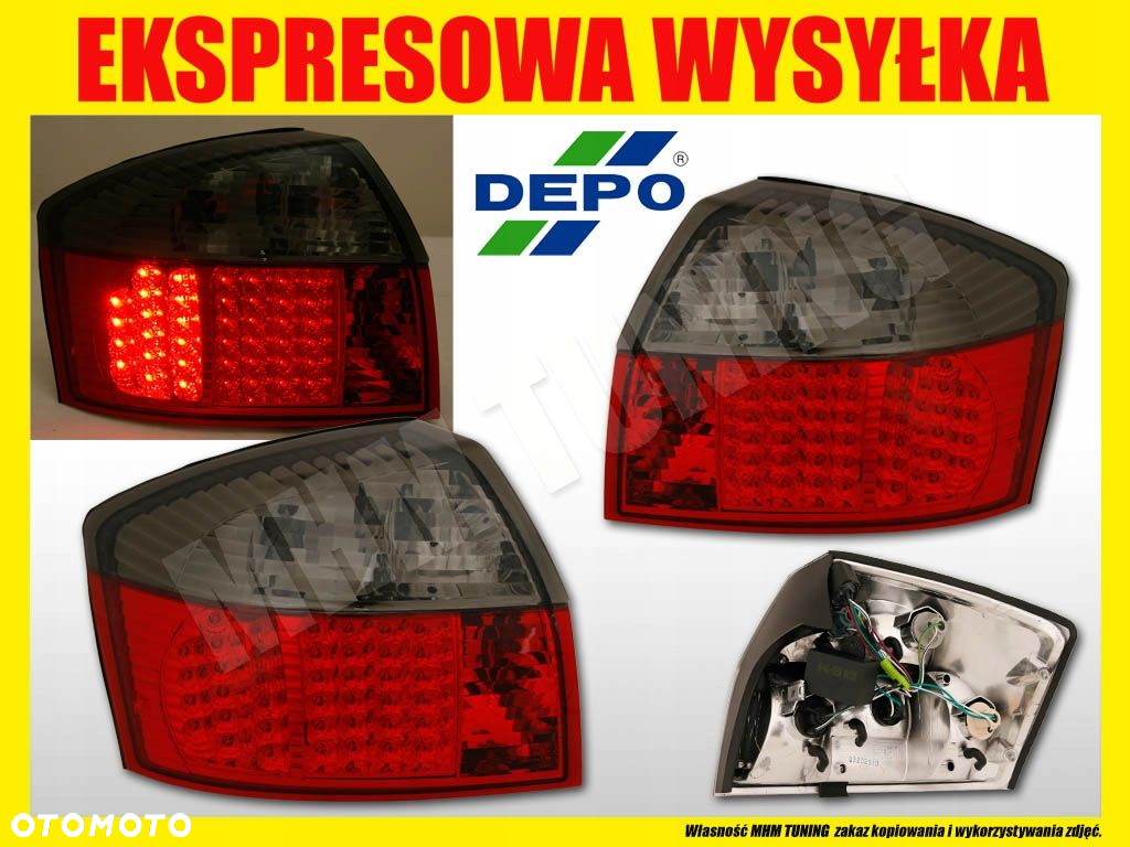 Lampy tyl na kpl Tuning Red Smoke Audi A4 b6 sedan - 3
