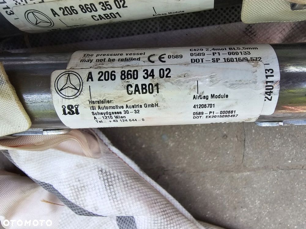 kurtyna airbag mercedes c-klasa 206 w206 kombi lewa a2068603402 - 2