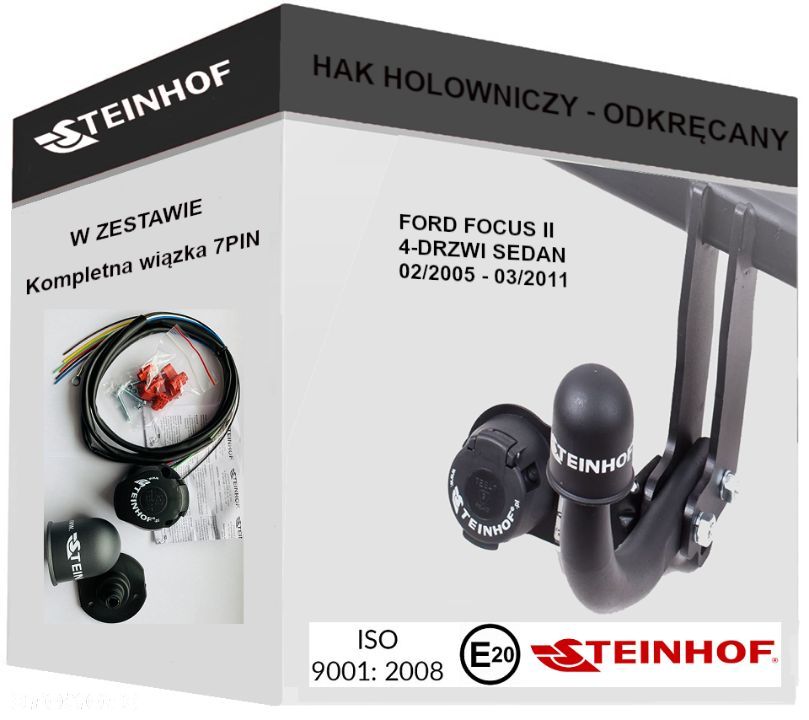 Hak Holowniczy + WIĄZKA 7PIN do Ford Focus II Sedan od 2005 do 2011 - 1
