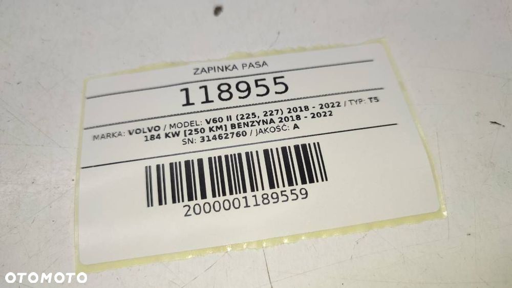 ZAPINKA KLAMRA PASA TYŁ TYLNA VOLVO V60 II - 5
