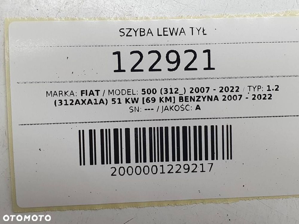 SZYBA TYŁ TYLNA PRAWA KAROSERYJNA AS2 CHROM FIAT 500 - 9