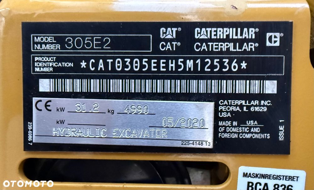 Caterpillar MINIKOPARKA CAT CATERPILLAR 305 E2 305.5 305.5E E2 2020R. KLIMATYZACJA ROTOTILT - 12