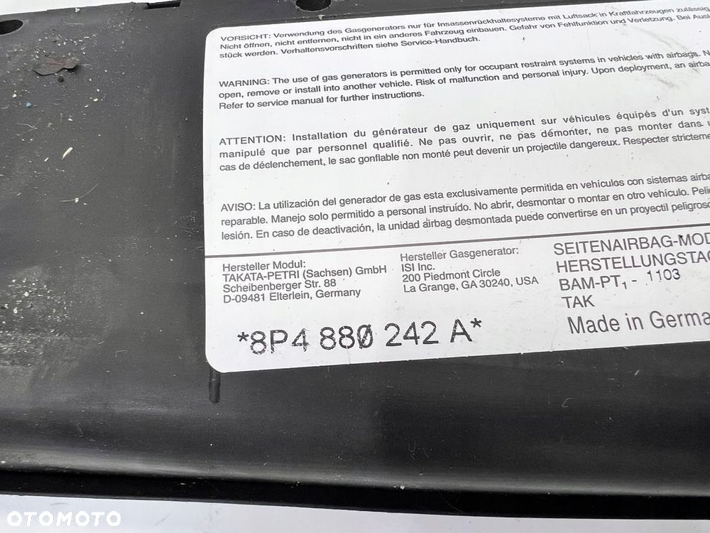 PODUSZKA FOTELA PRAWY PRZÓD AUDI A3 8P 8P4880242A - 5