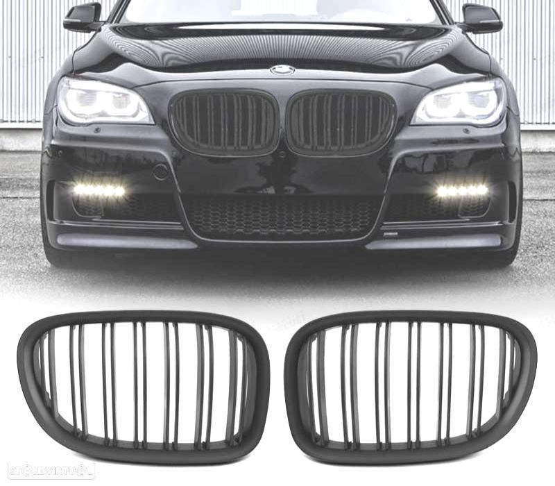 GRELHAS DESPORTIVAS BMW SERIE 7 F01 BARRA DUPLA PRETO MATE - 1