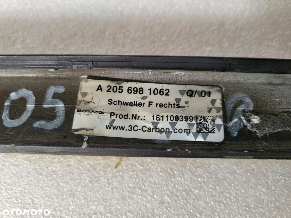 Listwa Progowa Prawa CARBON MERCEDES C63 AMG W205 Cabrio Coupe A2056981062 - 8