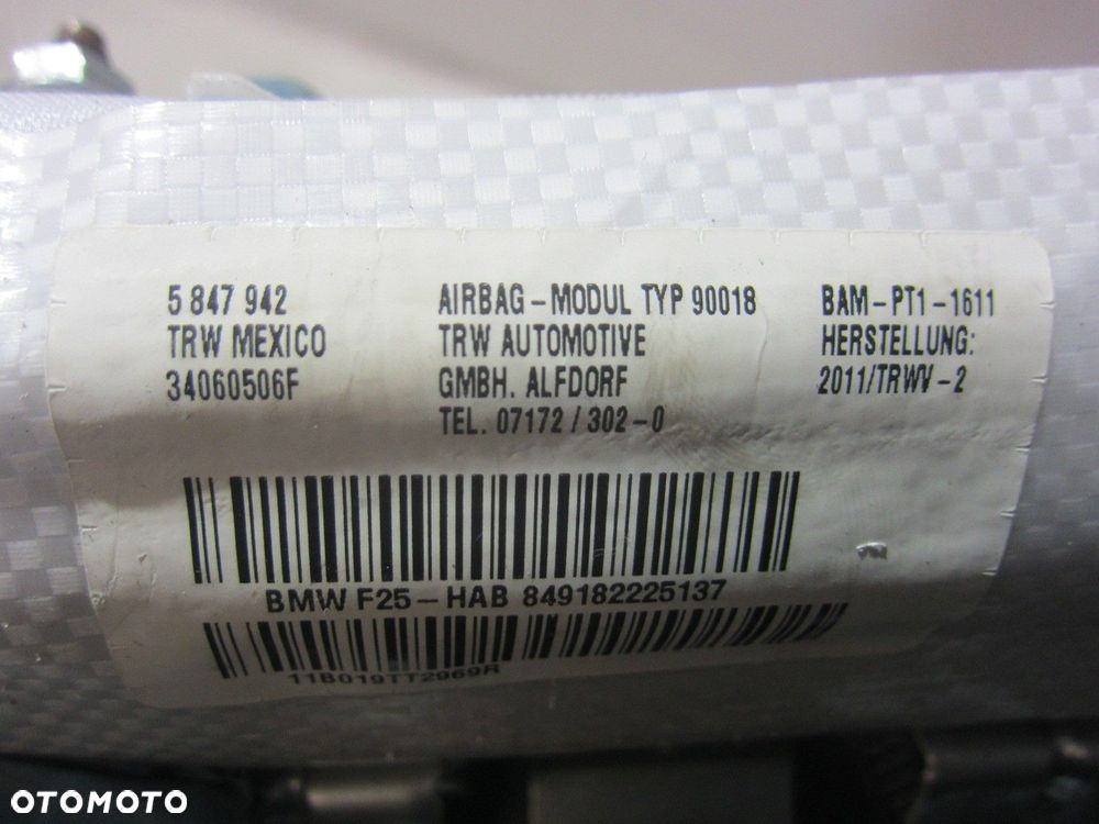 BMW X3 F25 KURTYNA POWIETRZNA AIRBAG LEWY LEWA PODUSZKA 9182226 72129182225 - 9
