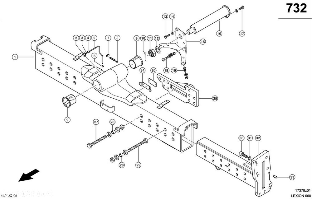 Claas Lexion 600 KORPUS PRZESTAW.  0007708250 (Napędzana oś kierowana, 2,87m - 3,27m) - 1