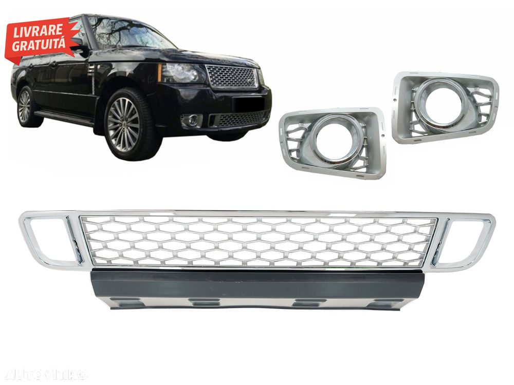 Grila Bara Fata cu Ornamente Proiectoare compatibila cu Land Range Rover Vogue III- livrare gratuita - 1